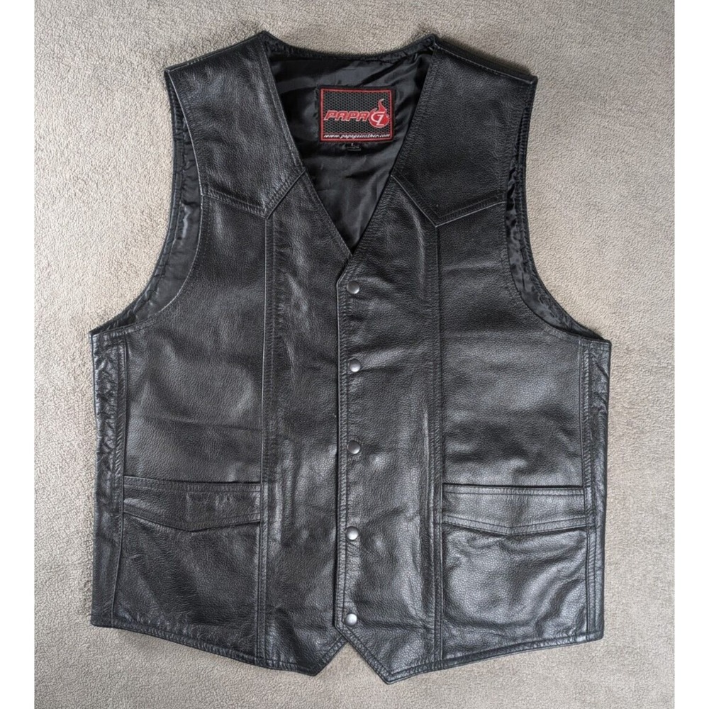 PAPA GZ Leather Mens Vest Gun Pocket Concealment Conceal Carrying Size L